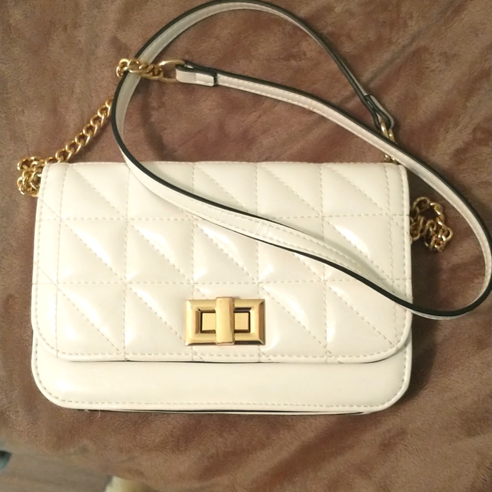 Aldo White Quilted Crossbody Bag